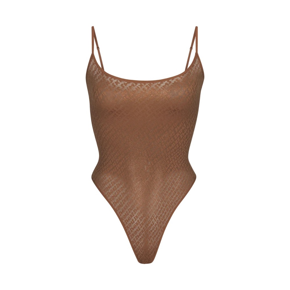 COPY - SKIMS LOGO MESH FOIL CAMI BODYSUIT